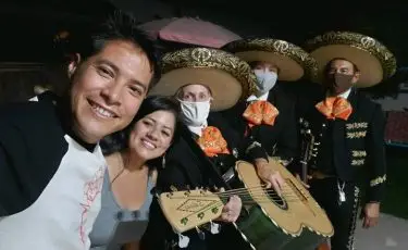 La Familia live mariachi trio performing during a reception