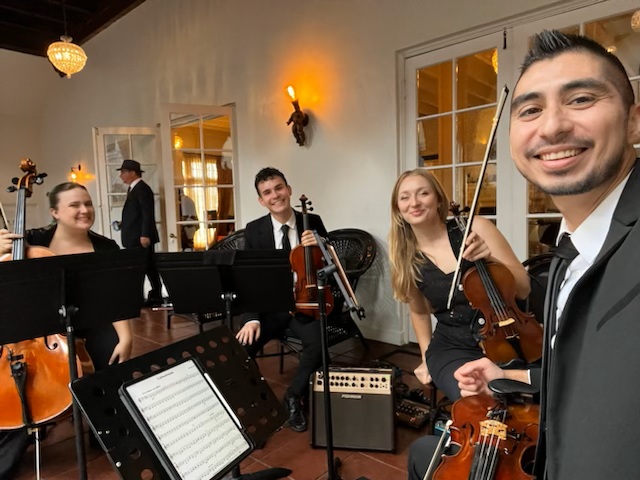 Lavender String Quartet performing at an indoor Los Angeles event