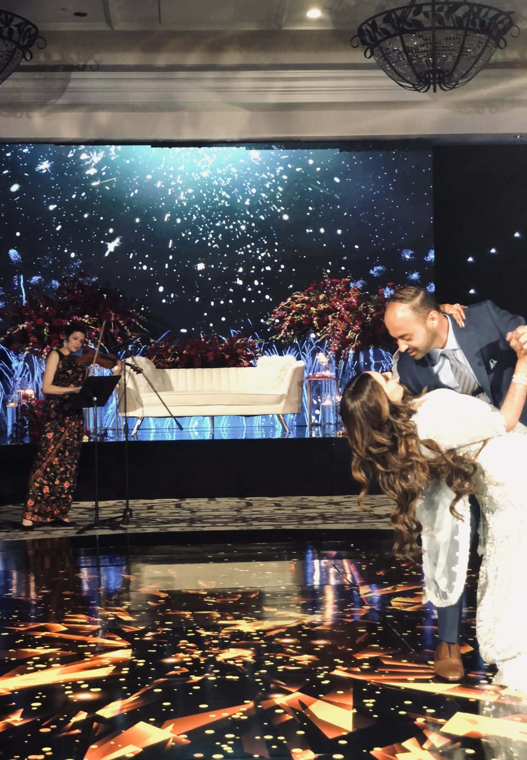 Priyanka performing Bollywood violin music during an Indian wedding first dance reception