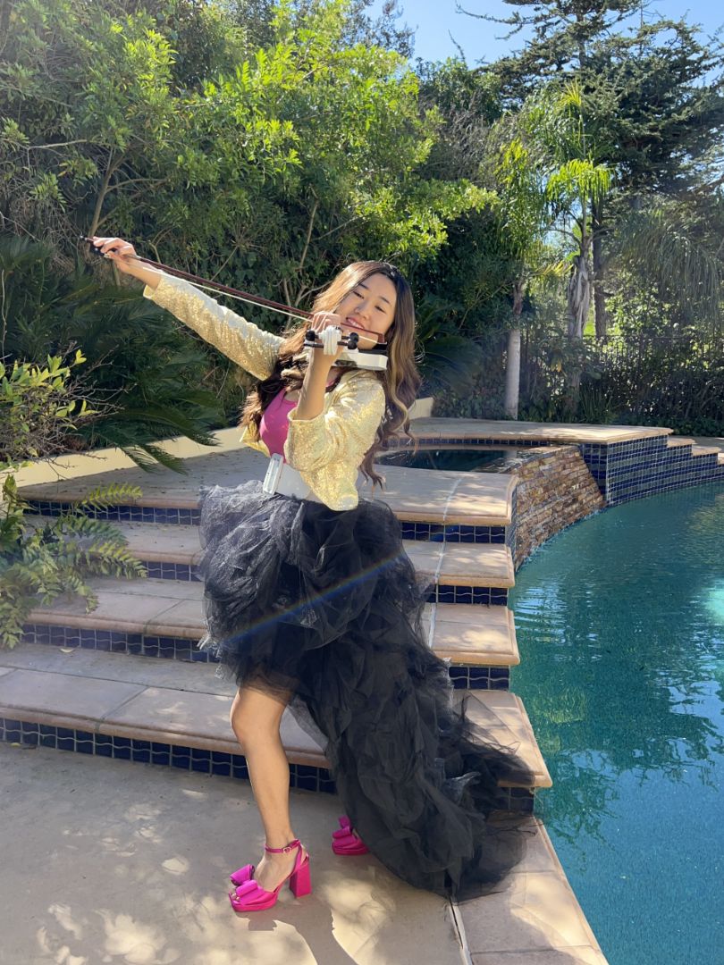 Tingting Performing Live Violin Music Outdoors In San Diego