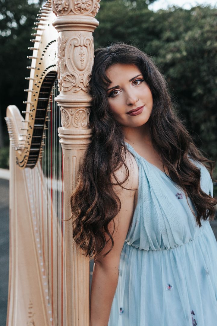 Anya Pasadena Harpist Portrait With Harp